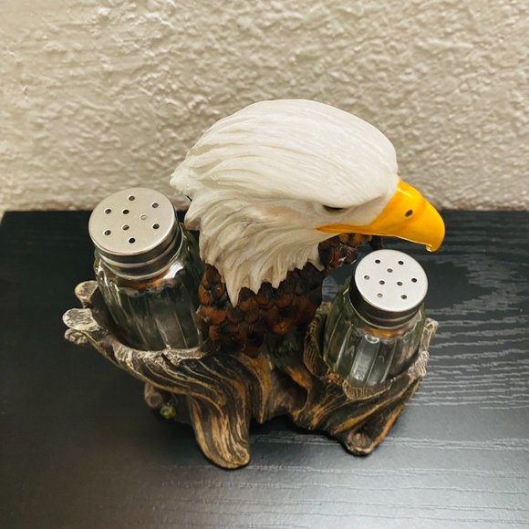 DWK Corp. BALD EAGLE TREE BIRD PROUD SEASONS FIGURINE SALT AND PEPPER SHAKER SET - Picture 8 of 15